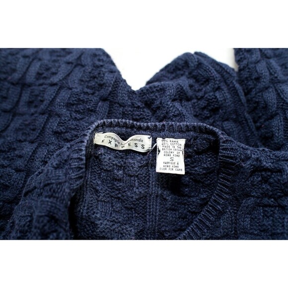 Vintage Compagnie Internationale Express Navy Blue pullover 1/4 button sweater S - Picture 4 of 6